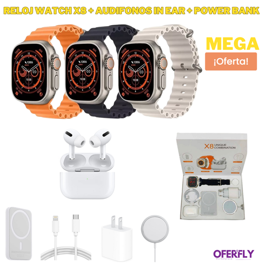 Kit Smartwatch + Audífonos + Power Bank